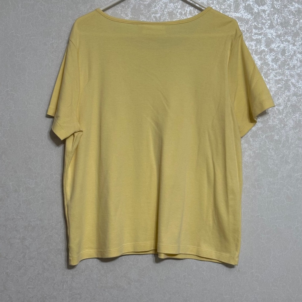 Rebecca Malone Embellished Rhinestone Scoop Neck Tee Pastel Yellow Casual Sz XL - Picture 2 of 6